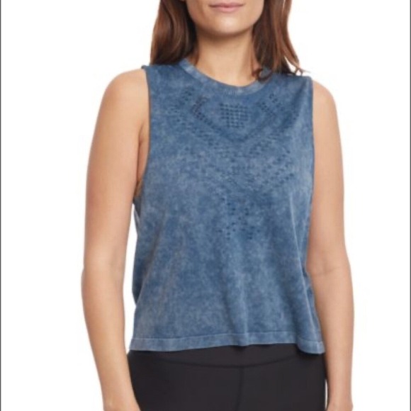 Sage Collective Tops - Sage Collective Women Blue Acid Wash Cutout Tank Workout Athleisure Size L